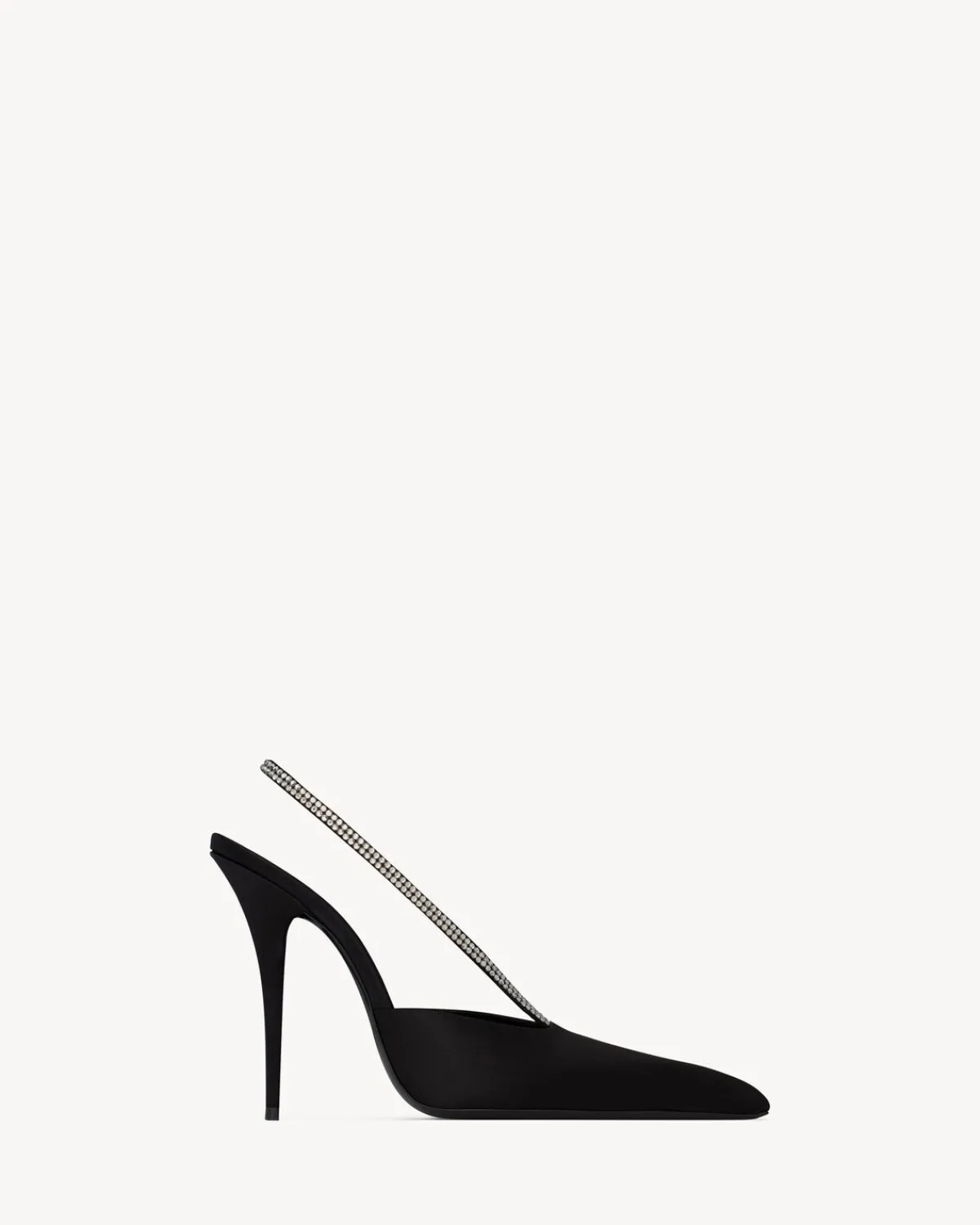 Saint Laurent Slingbacks-AMANDA slingback pumps in satin crepe and rhinestones BLACK