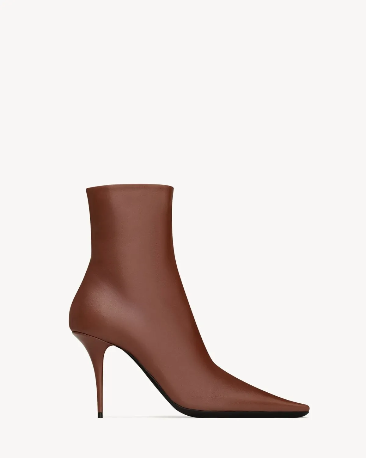 Saint Laurent Boots-ASHLEY booties in smooth leather AESTHETICBROWN