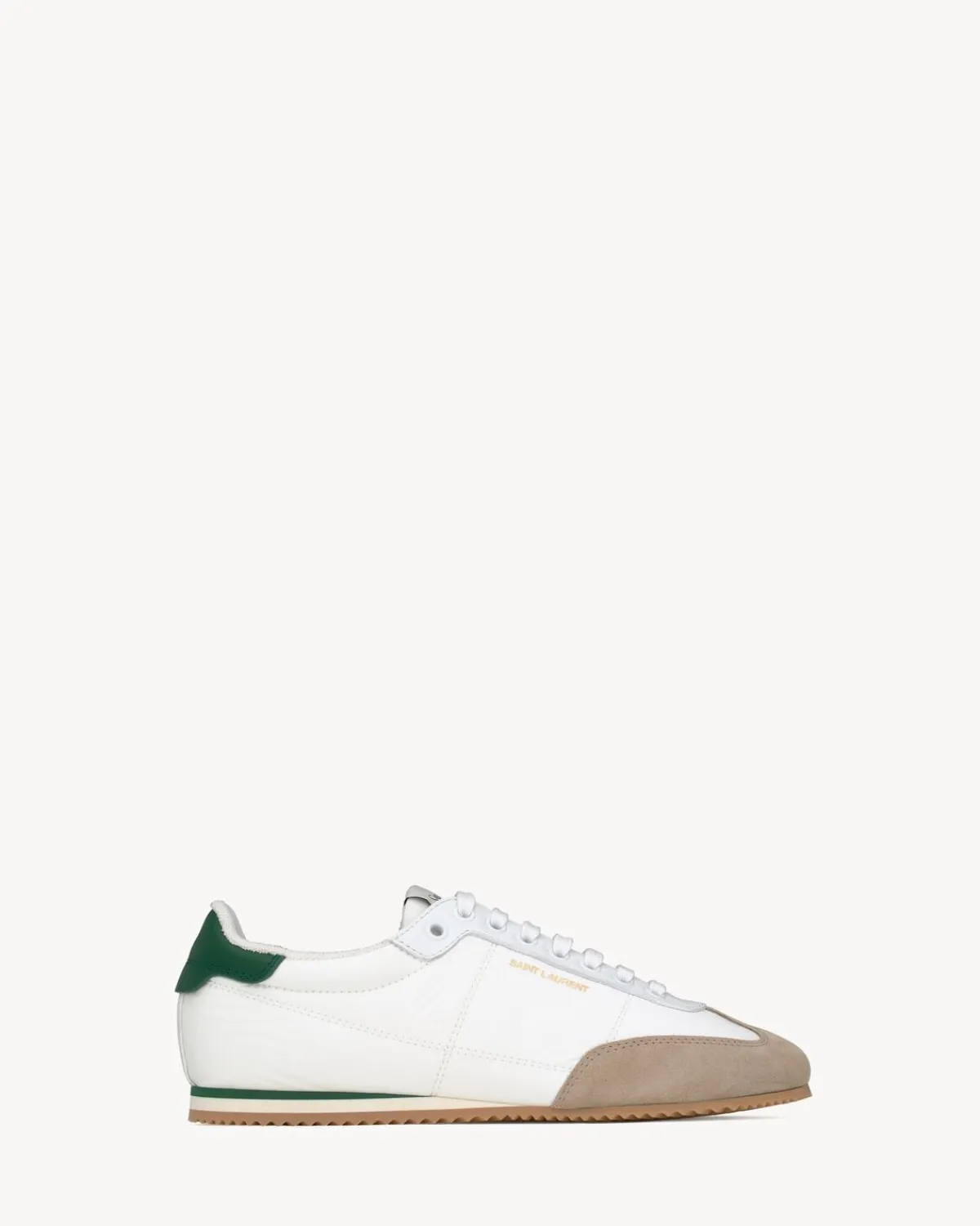 Saint Laurent Sneakers-ASTON sneakers in leather and nylon WHITE,GREYANDEMERALD