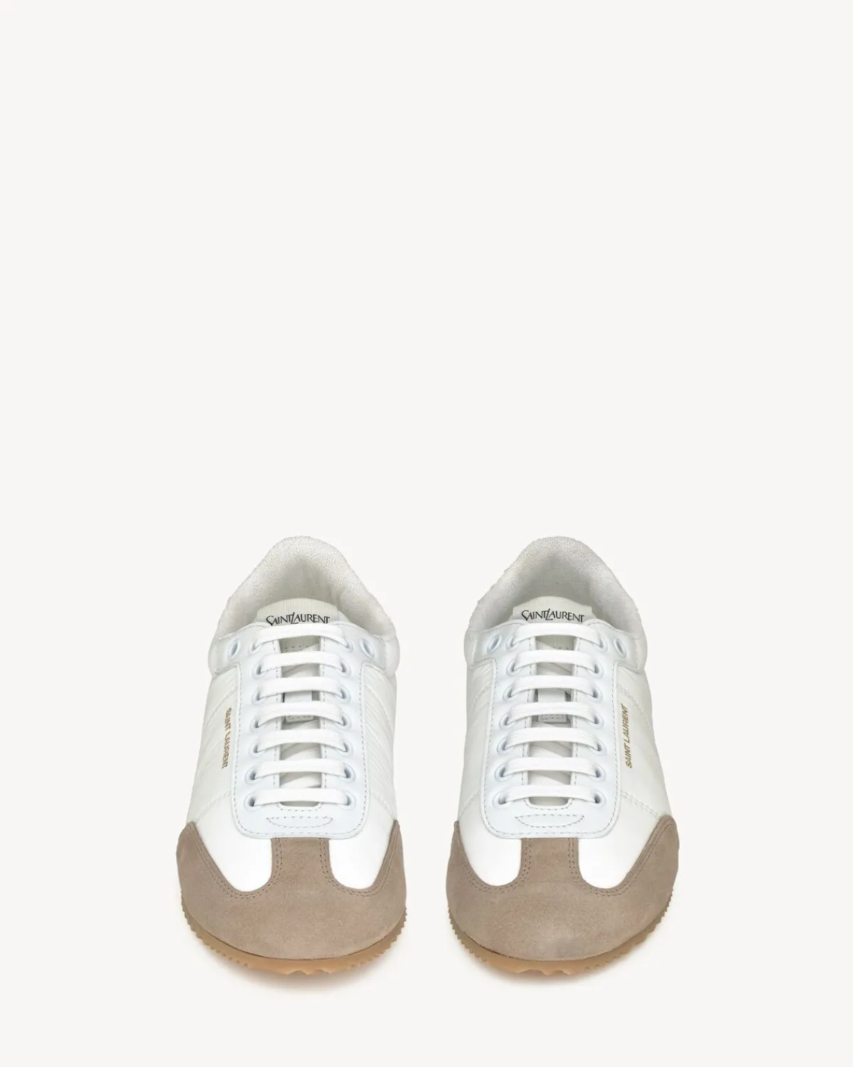 Saint Laurent Sneakers-ASTON sneakers in leather and nylon WHITE,GREYANDEMERALD