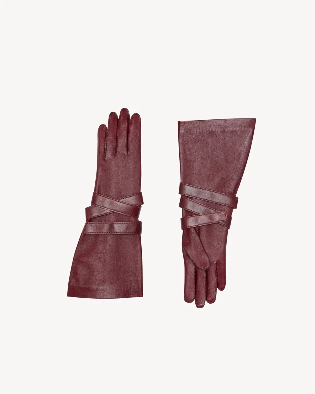 Saint Laurent Hats And Gloves-aviator gloves in leather BURGUNDY