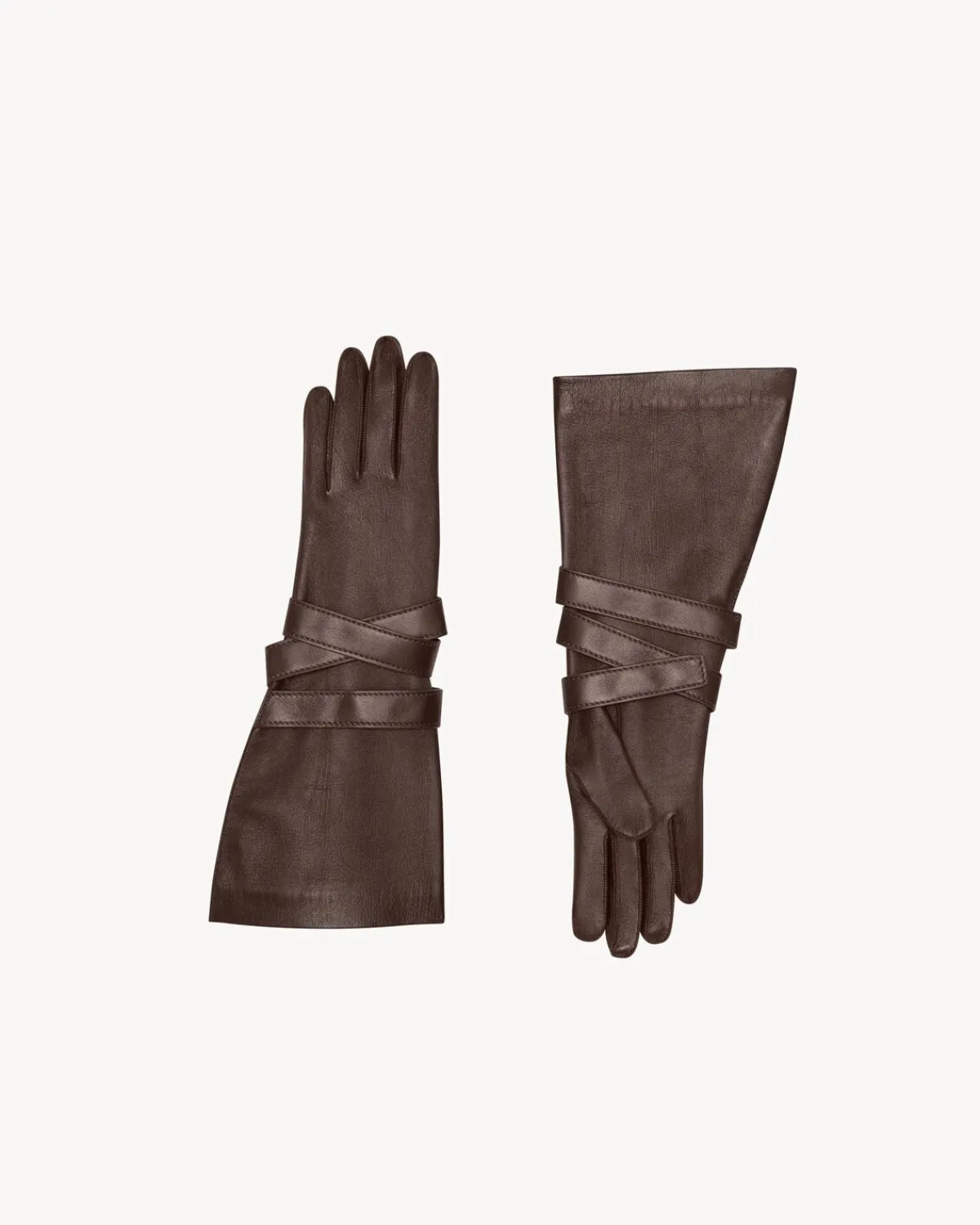 Saint Laurent Hats And Gloves-aviator gloves in leather BROWN