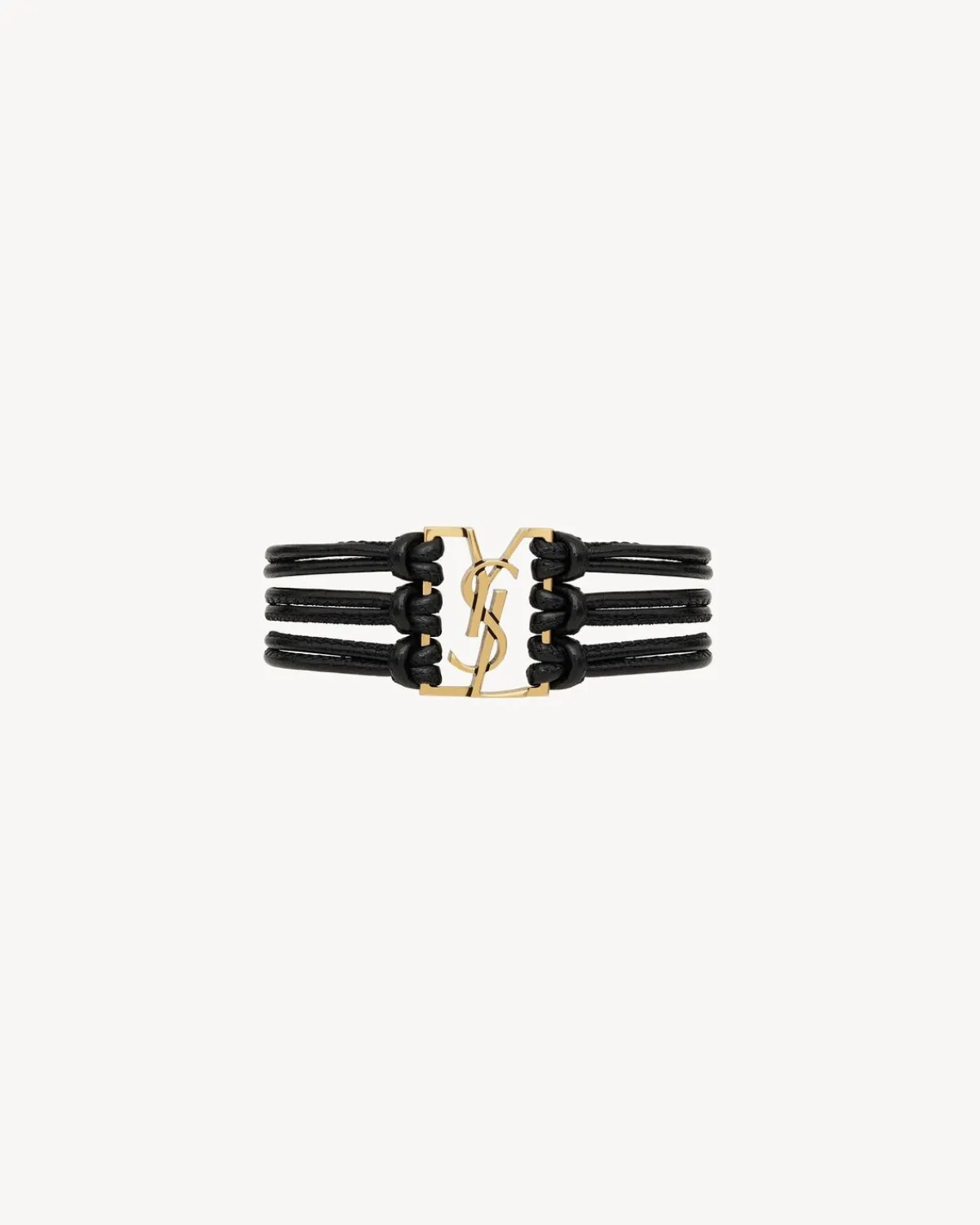 Saint Laurent Cuffs And Bracelets-BABYLONE cord bracelet in leather BLACK