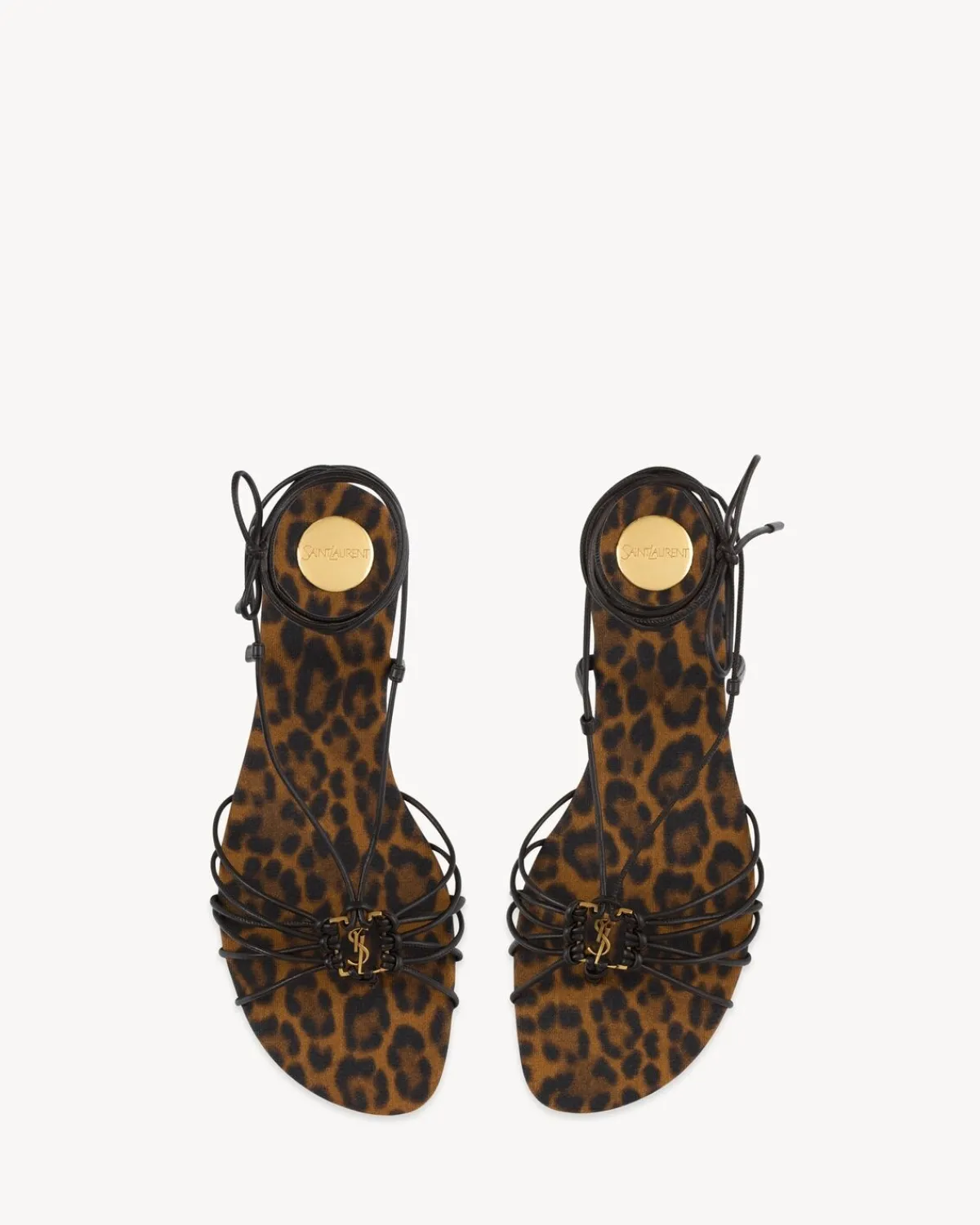 Saint Laurent Flats-BABYLONE sandals in smooth leather EAGLEBROWN