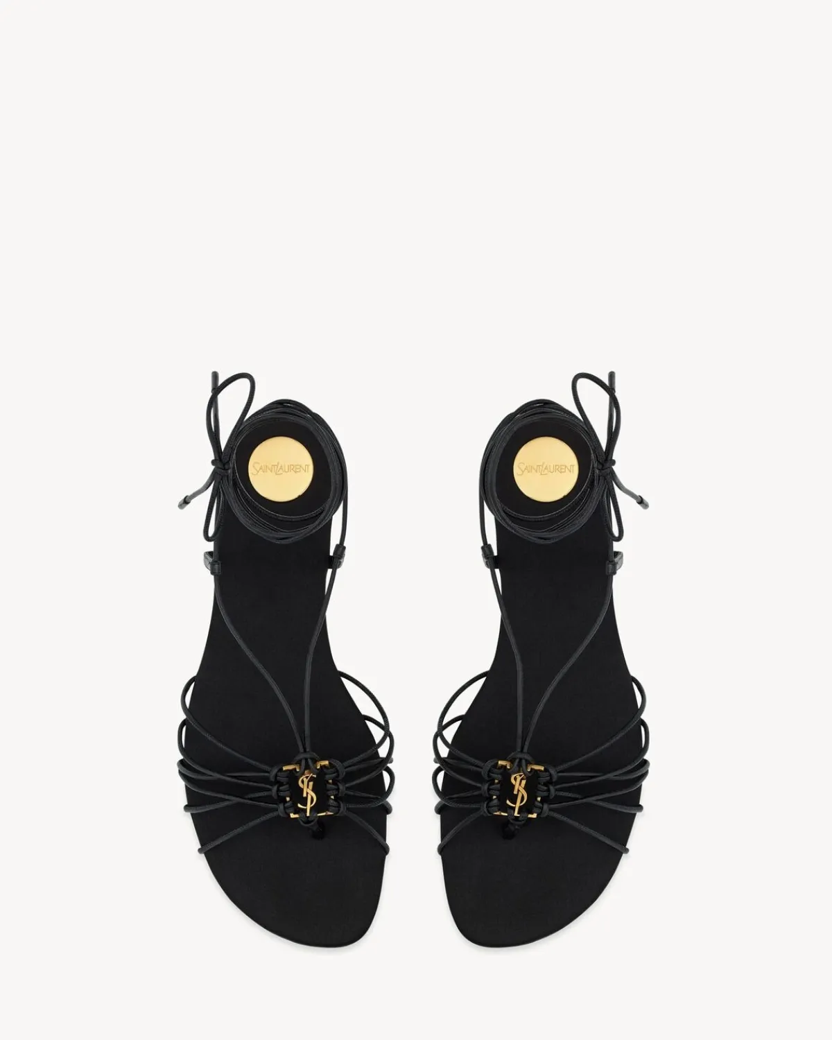 Saint Laurent Flats-BABYLONE sandals in smooth leather BLACK