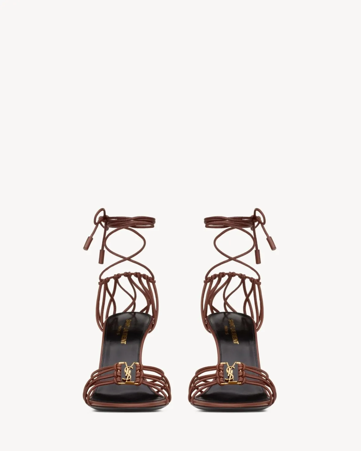 Saint Laurent Sandals-BABYLONE sandals in smooth leather CIGARE