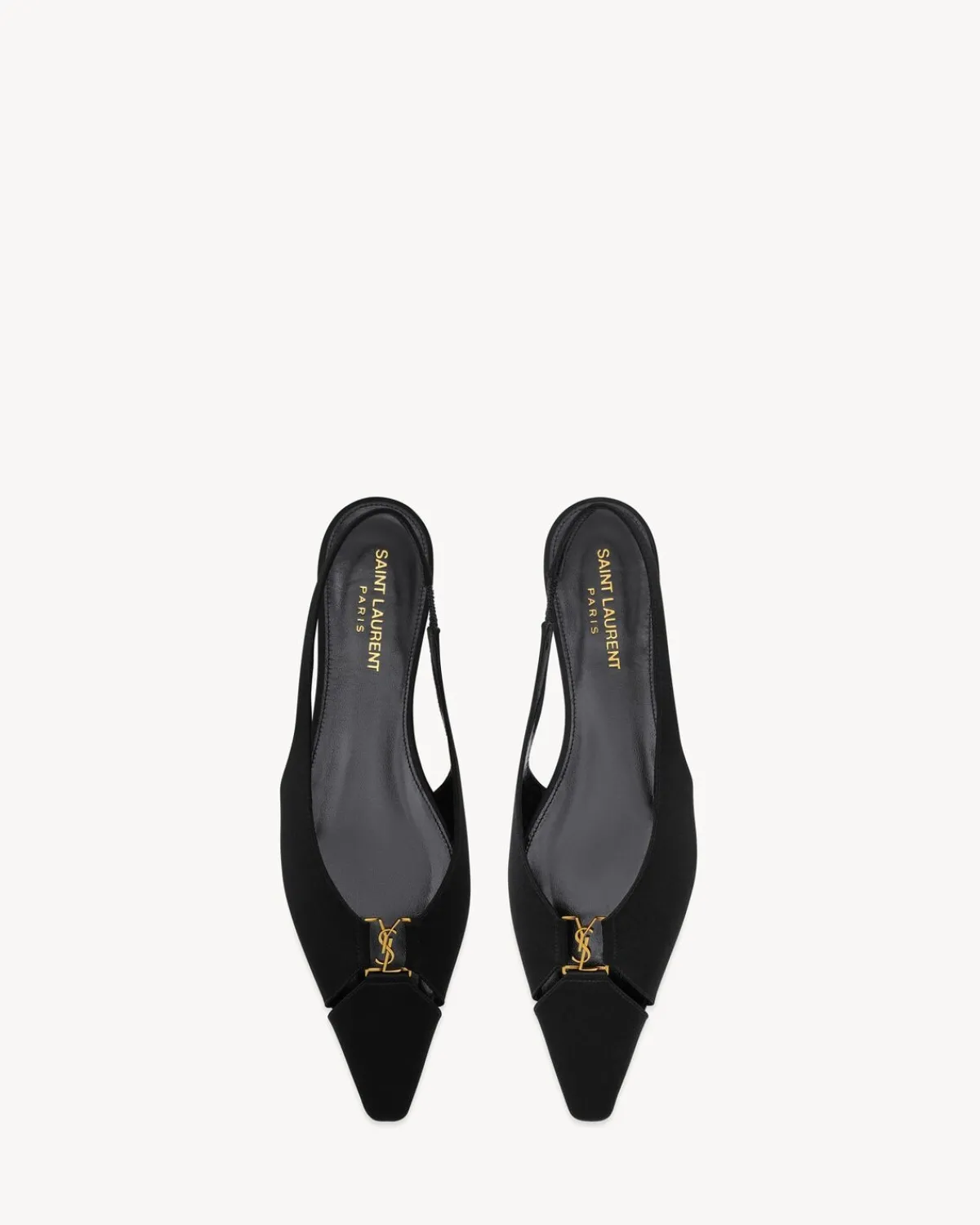 Saint Laurent Flats-BABYLONE slingback flats in satin crepe BLACK