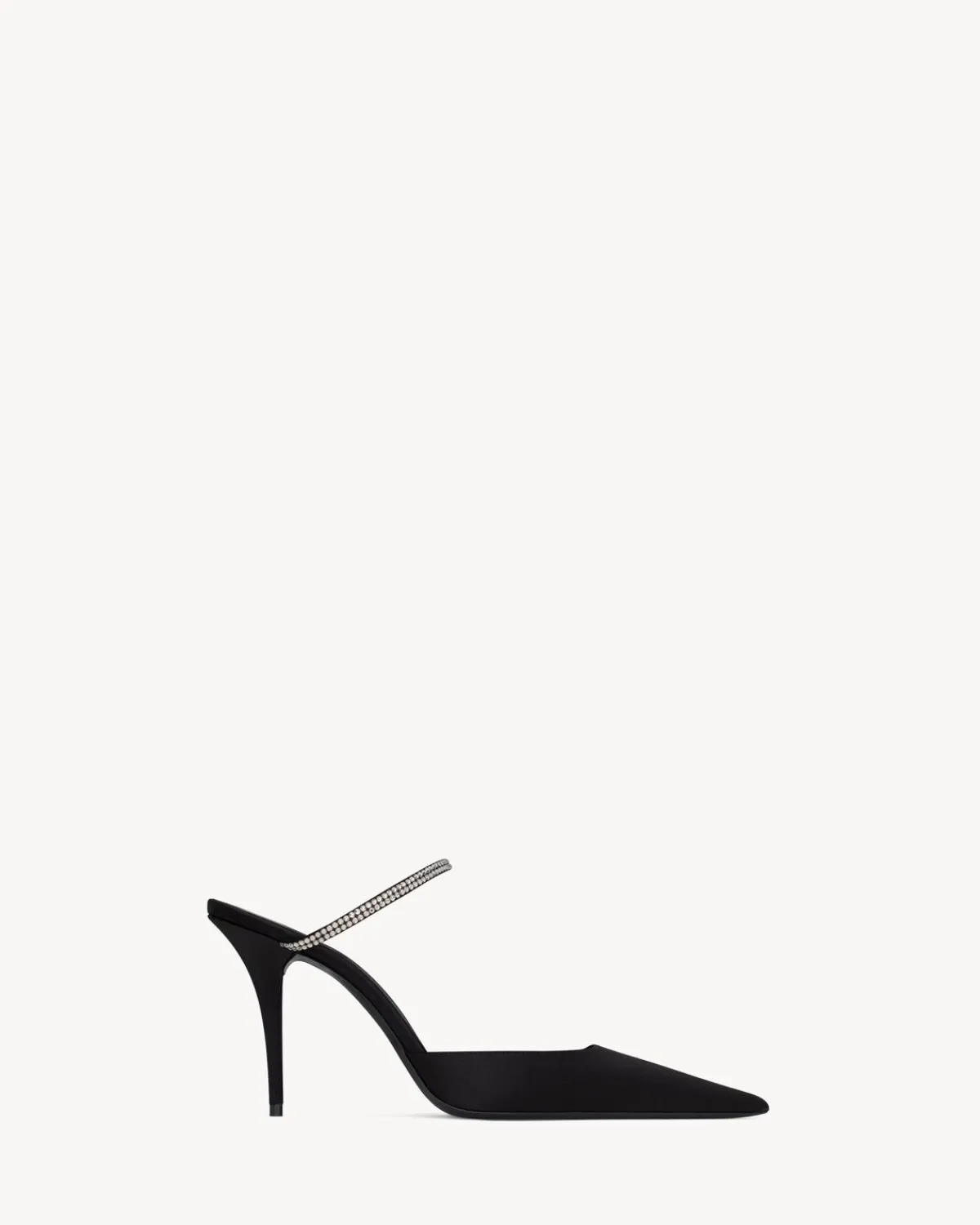 Saint Laurent Pumps And Mules-BARBARA mules in satin crepe and rhinestones BLACK