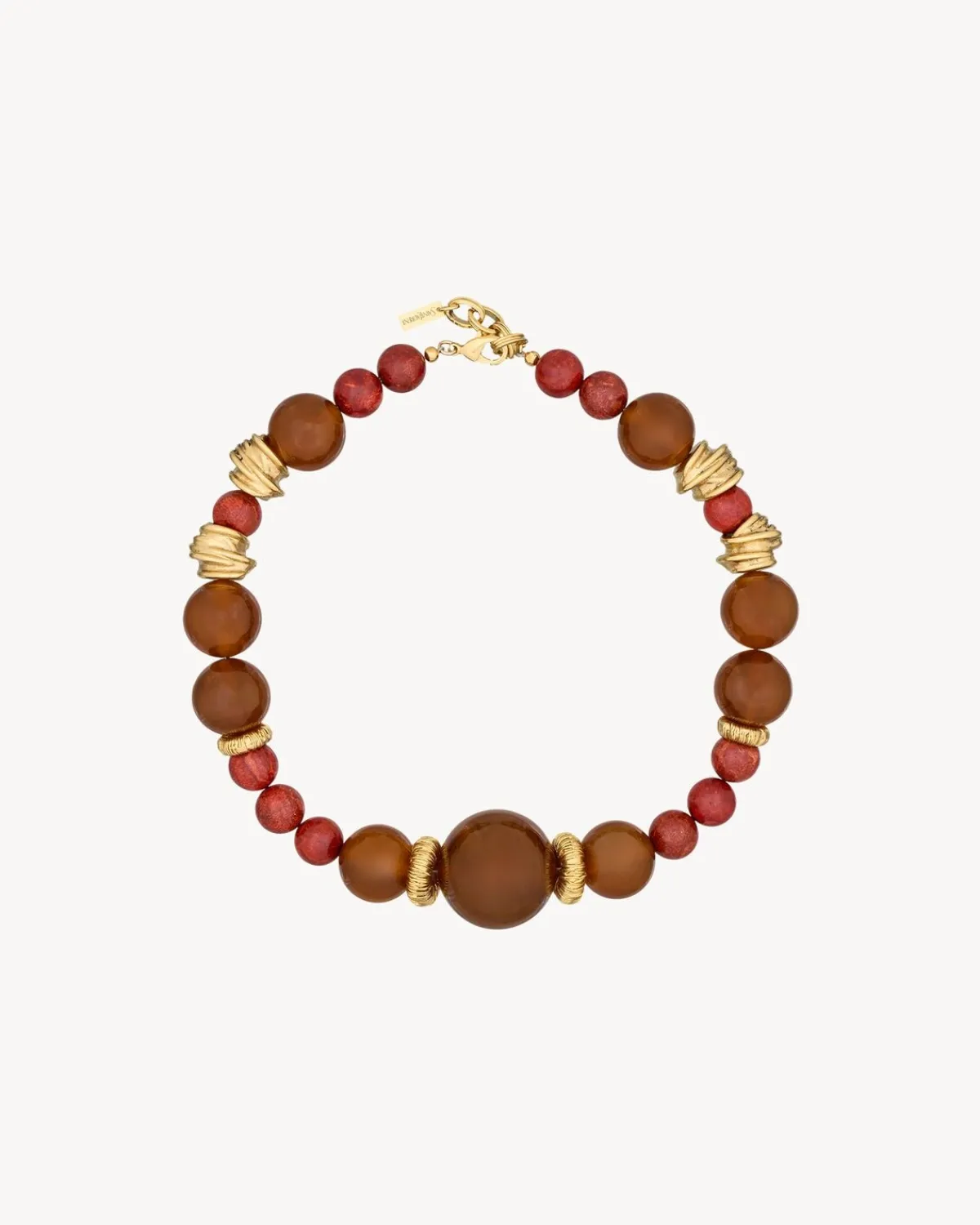 Saint Laurent Earrings And Necklaces-bead necklace in coral, resin, and metal RED,AMBERANDBRASSGOLD