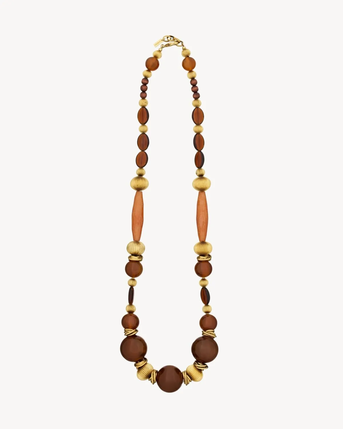 Saint Laurent Earrings And Necklaces-bead necklace in rosewood, resin, and metal CLEARBROWN,AMBERANDBRASSGOLD