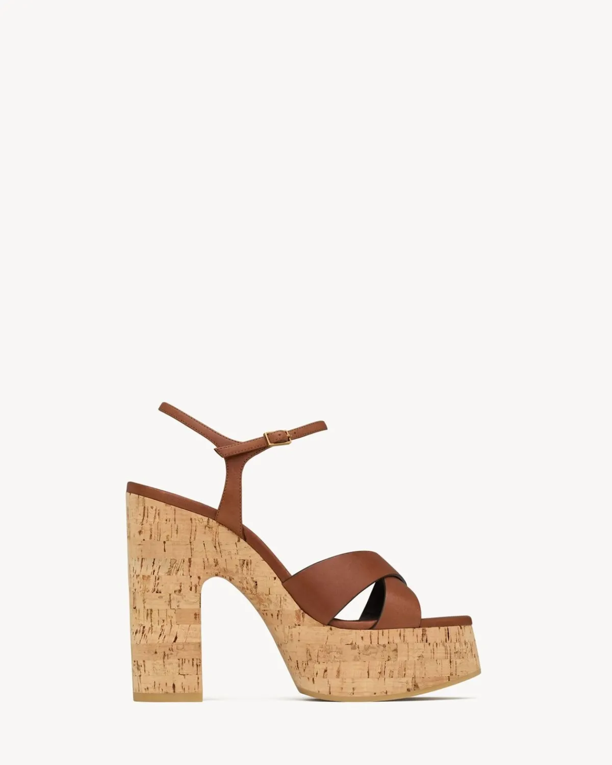 Saint Laurent Sandals-BIANCA platform sandals in smooth leather COGNAC