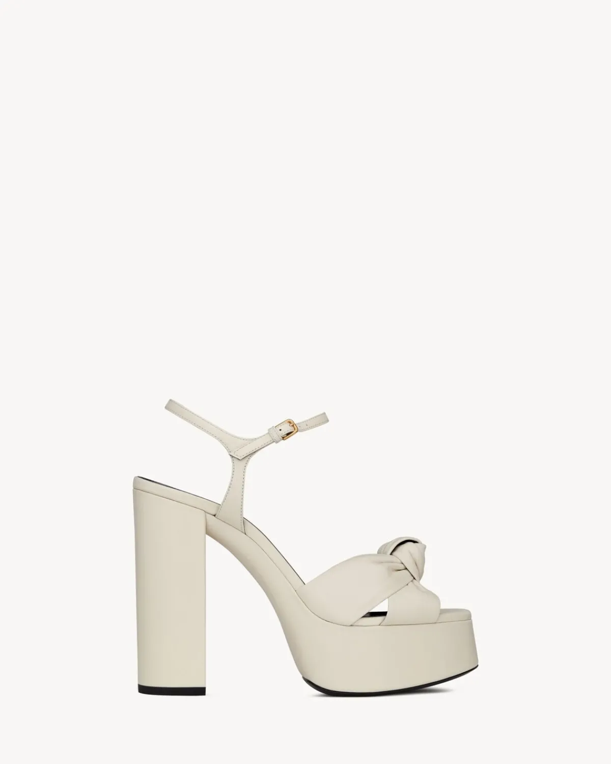 Saint Laurent Sandals-BIANCA PLATFORM sandals in smooth leather PEARL