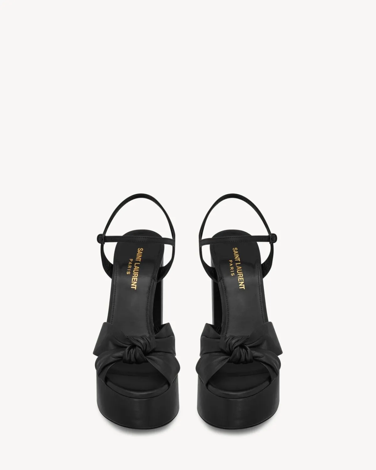 Saint Laurent Sandals-BIANCA Platform sandals in smooth leather BLACK