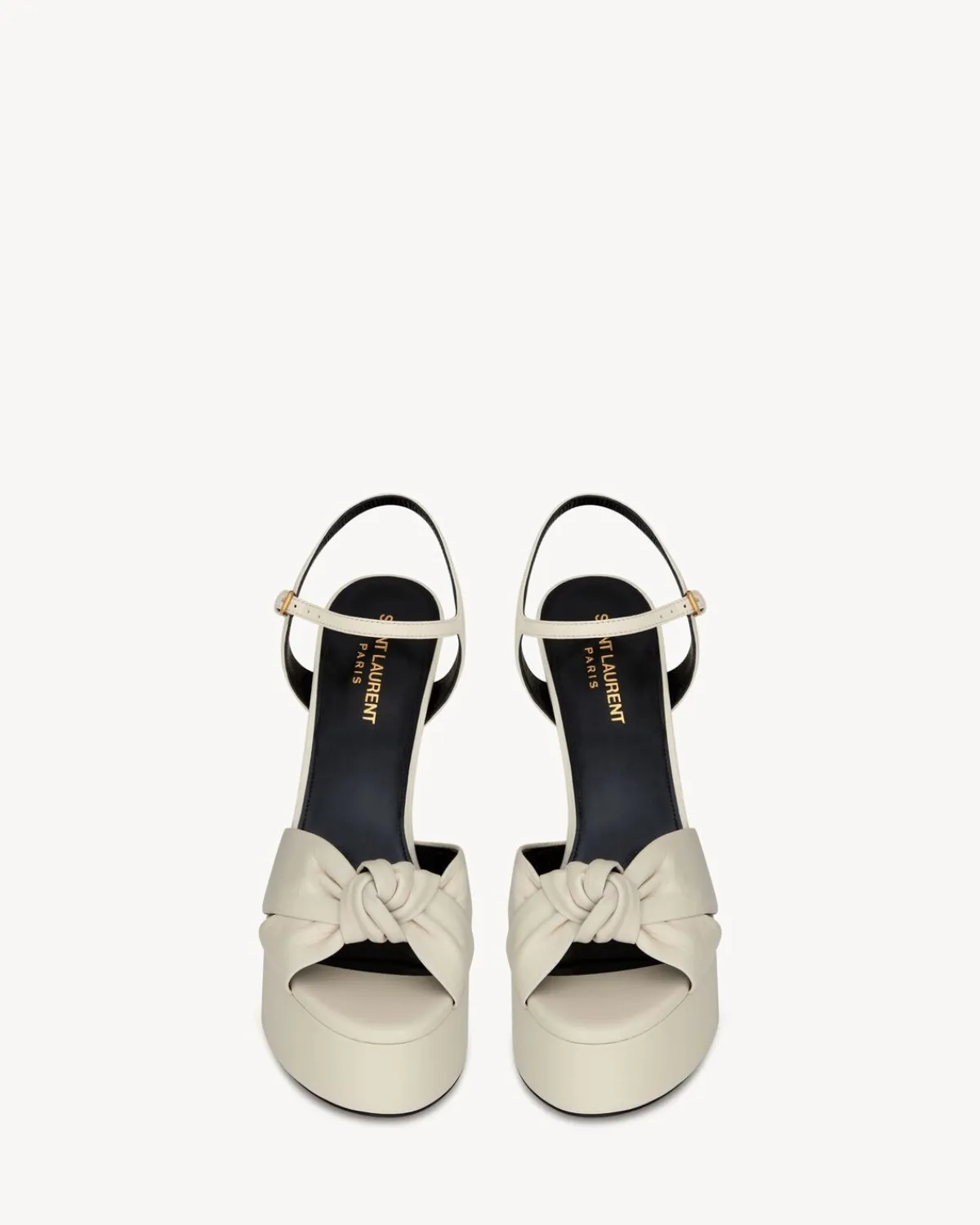 Saint Laurent Sandals-BIANCA PLATFORM sandals in smooth leather PEARL