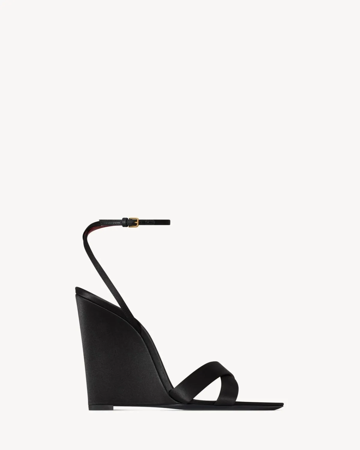 Saint Laurent Sandals-BIBI wedges in satin crepe BLACK