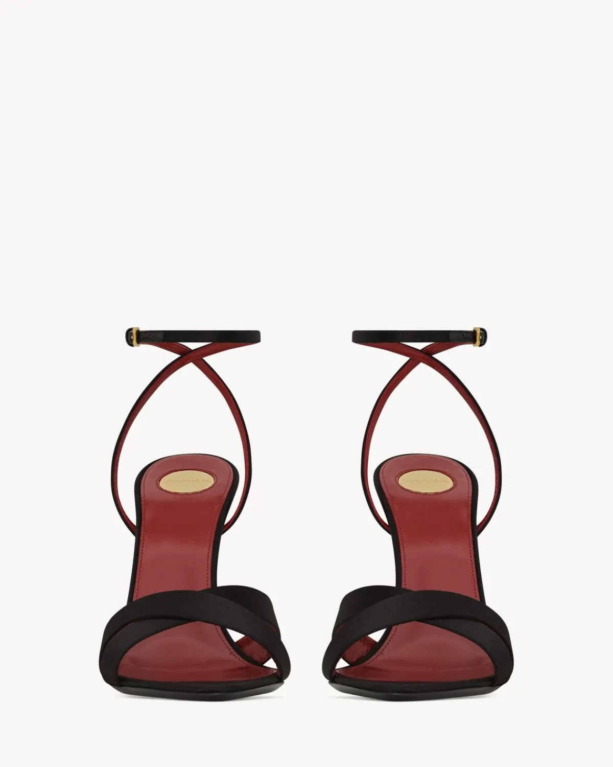 Saint Laurent Sandals-BIBI wedges in satin crepe BLACK