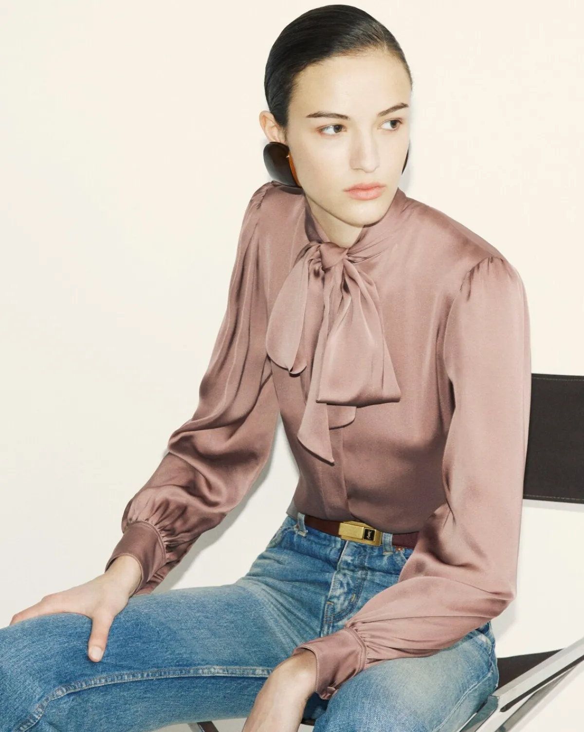 Saint Laurent Shirts And Tops-blouse in silk charmeuse ROSE