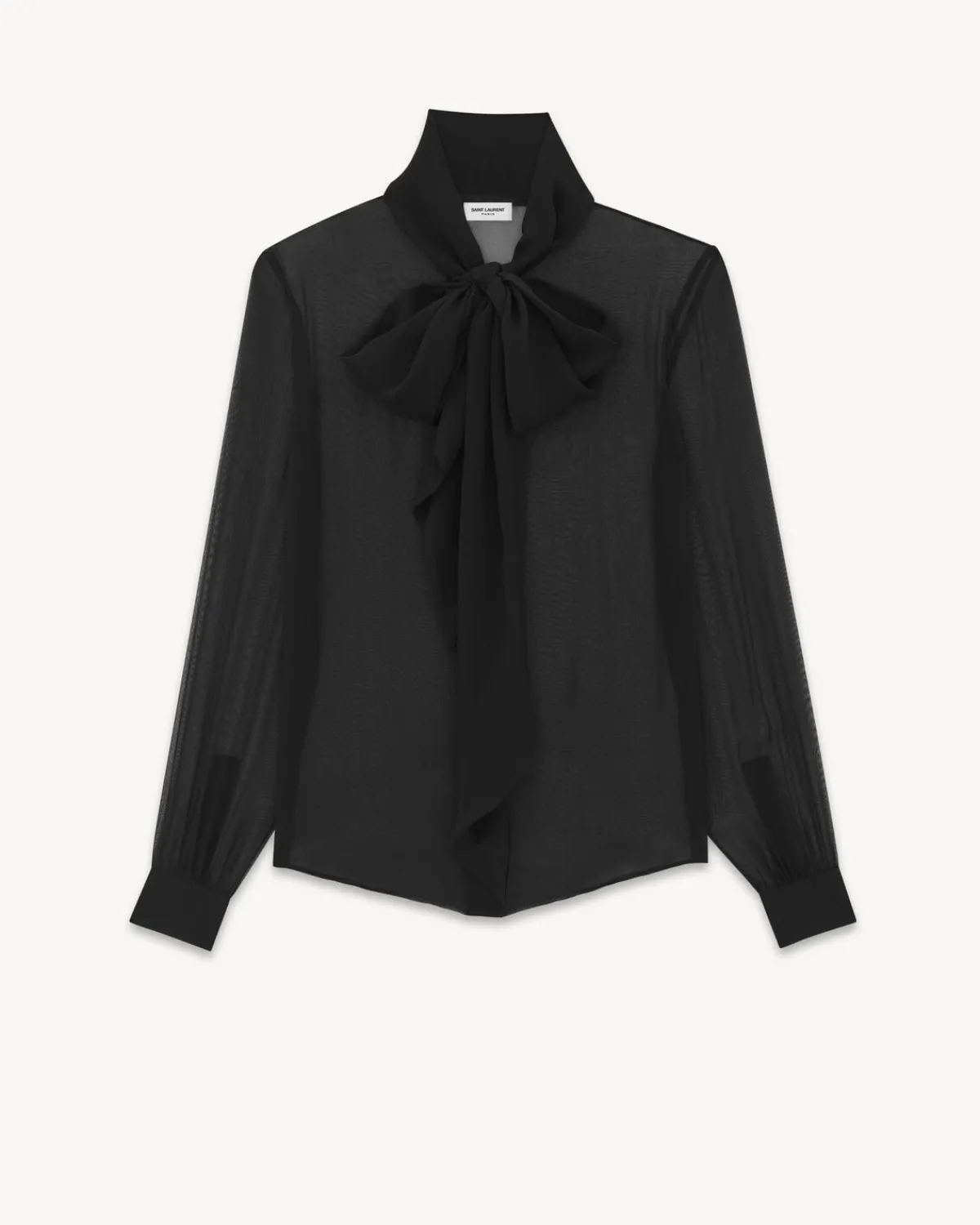 Saint Laurent Shirts And Tops-Blouse in Silk Muslin Crepe BLACK