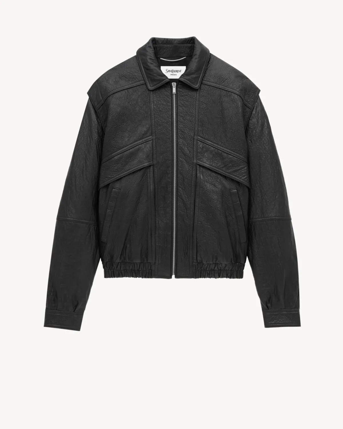 Saint Laurent Leather And Coats-blouson in grained lambskin NOIR