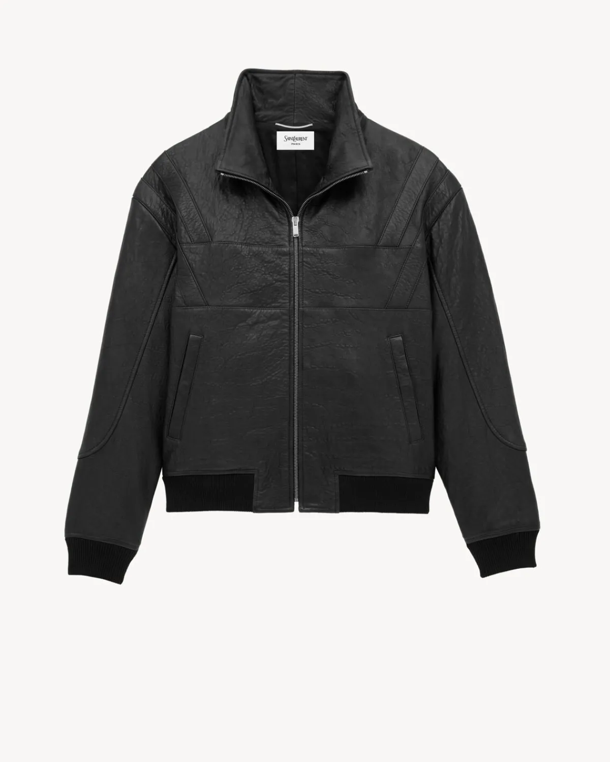 Saint Laurent Leather And Coats-blouson in grained lambskin NOIR