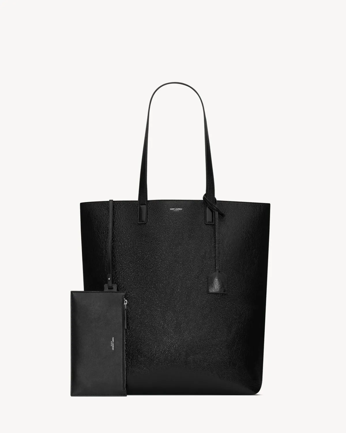 Saint Laurent Totes-BOLD SHOPPING BAG IN COATED CRINKLED LEATHER BLACK