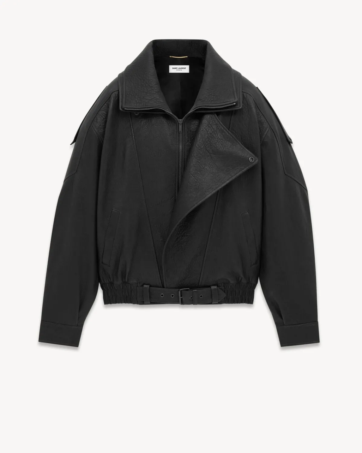 Saint Laurent Leather And Coats-bomber jacket in lambskin BLACK