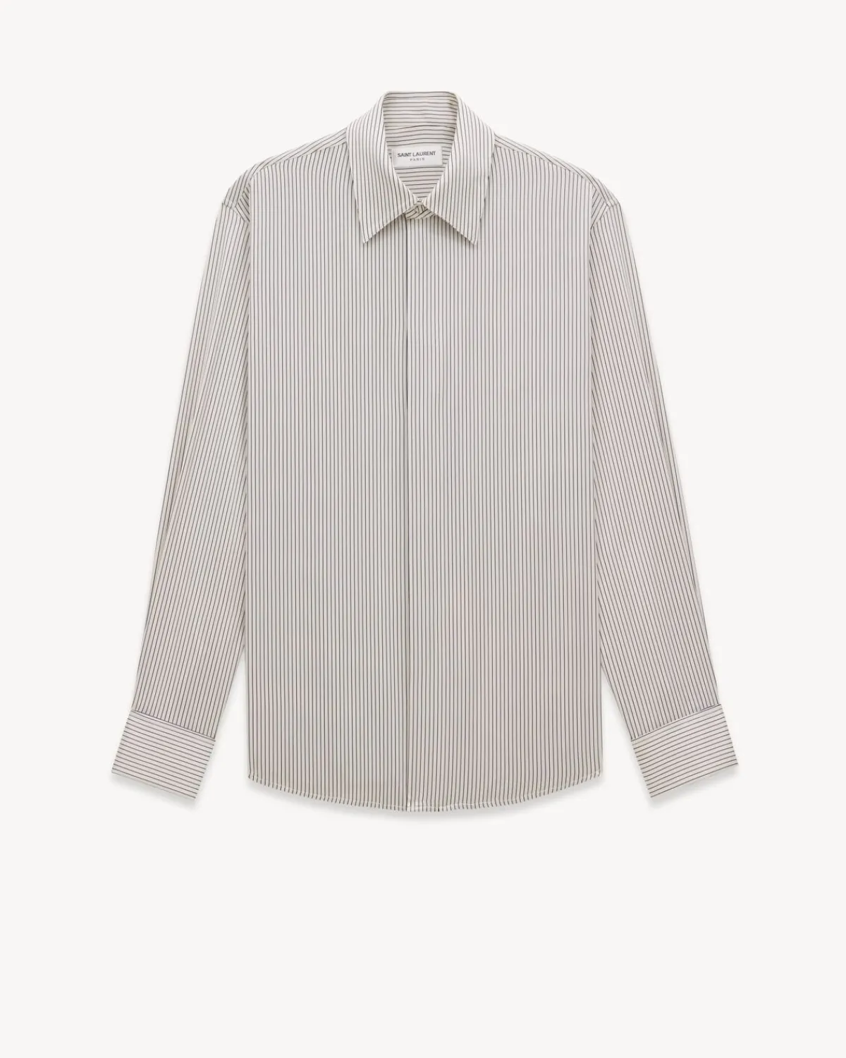 Saint Laurent Shirts And Tops-Boyfriend Shirt in Striped Silk Satin CRAIEMARINE