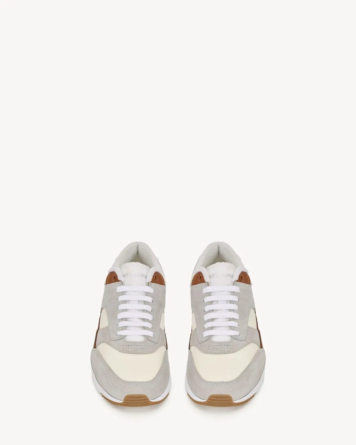 Saint Laurent Sneakers-BUMP sneakers in nylon, suede and leather WHITE,AIRGREYANDHONEY