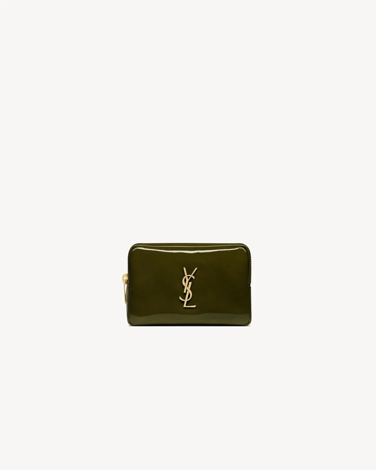 Saint Laurent Cases And Holders-CALYPSO baby cosmetic pouch in patent leather DARKVINEYARDGREEN