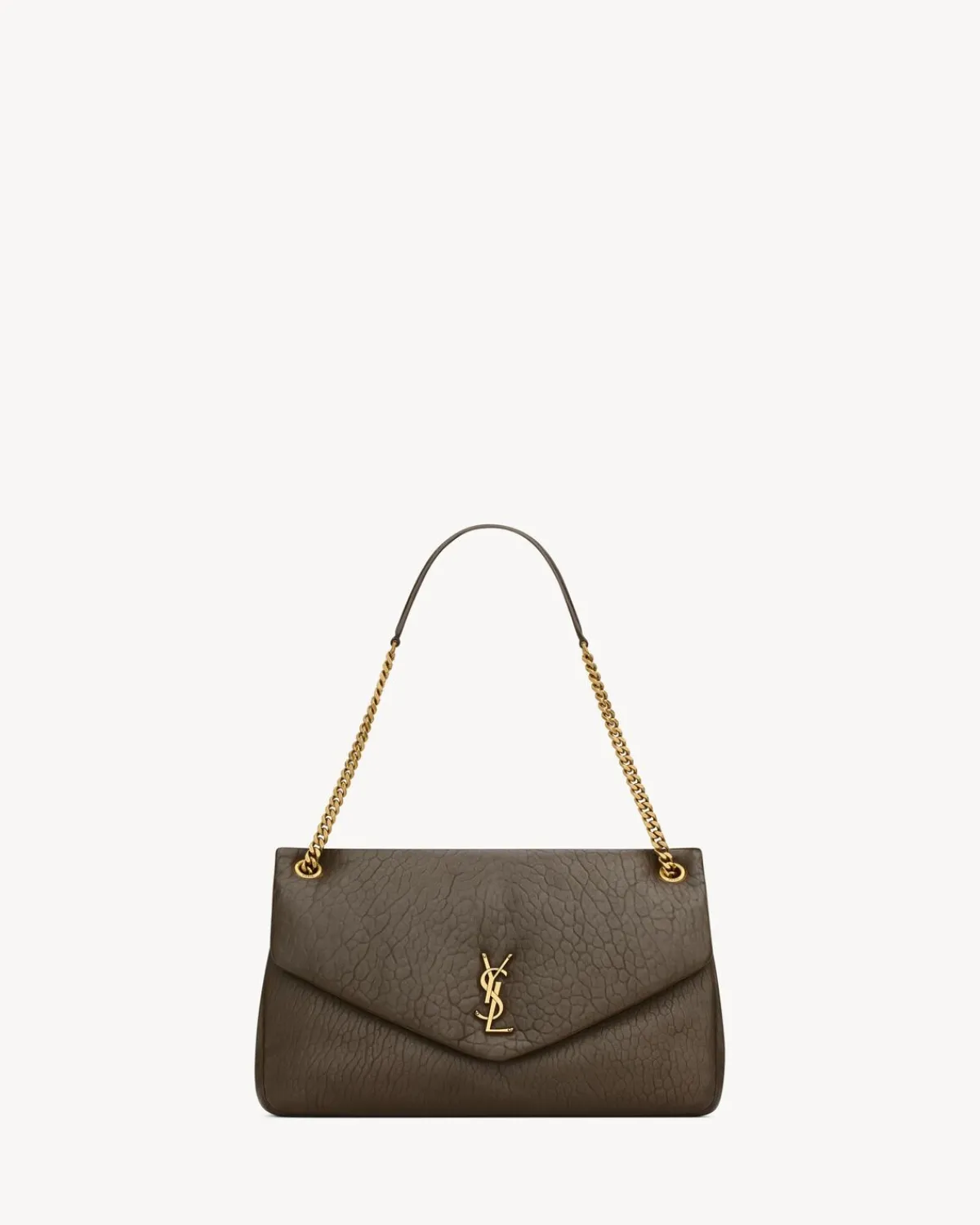 Saint Laurent Shoulder Bags-Calypso large in grained lambskin LIGHTMUSK