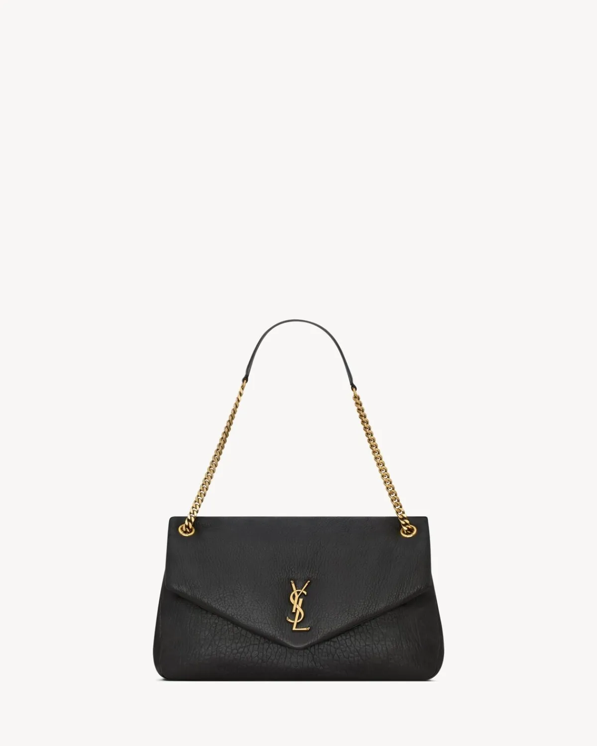 Saint Laurent Shoulder Bags-Calypso large in grained lambskin BLACK