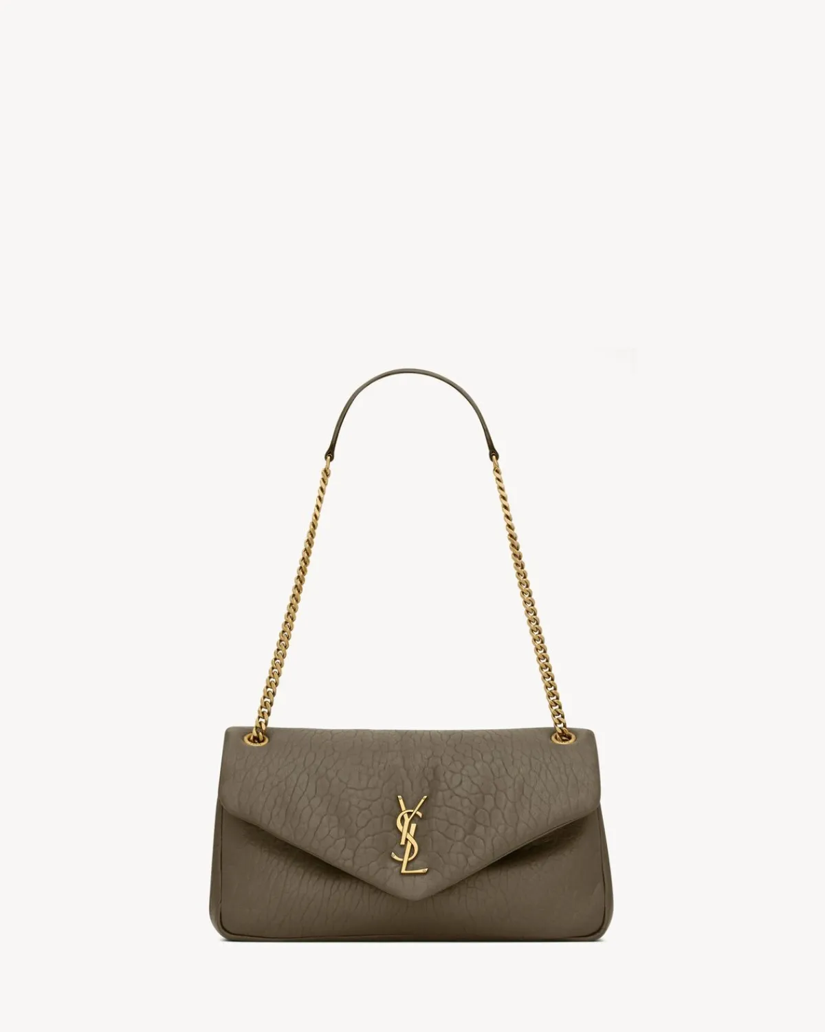 Saint Laurent Shoulder Bags-CALYPSO medium in grained lambskin LIGHTMUSK