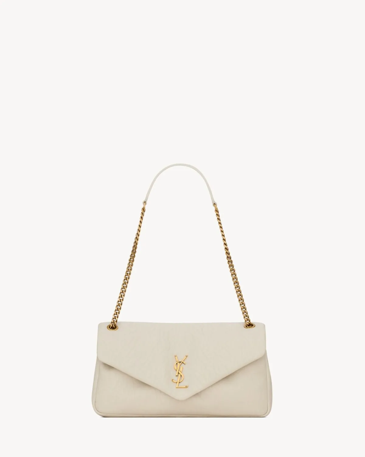 Saint Laurent Shoulder Bags-CALYPSO medium in grained lambskin BLANCVINTAGE