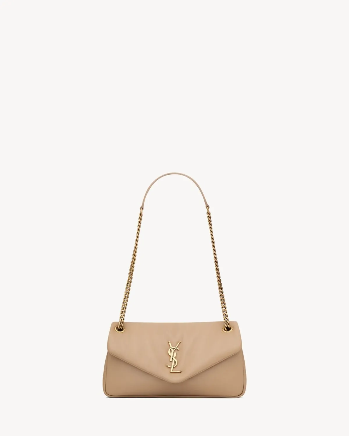 Saint Laurent Shoulder Bags-CALYPSO small in plunged lambskin DARKTOFFEE