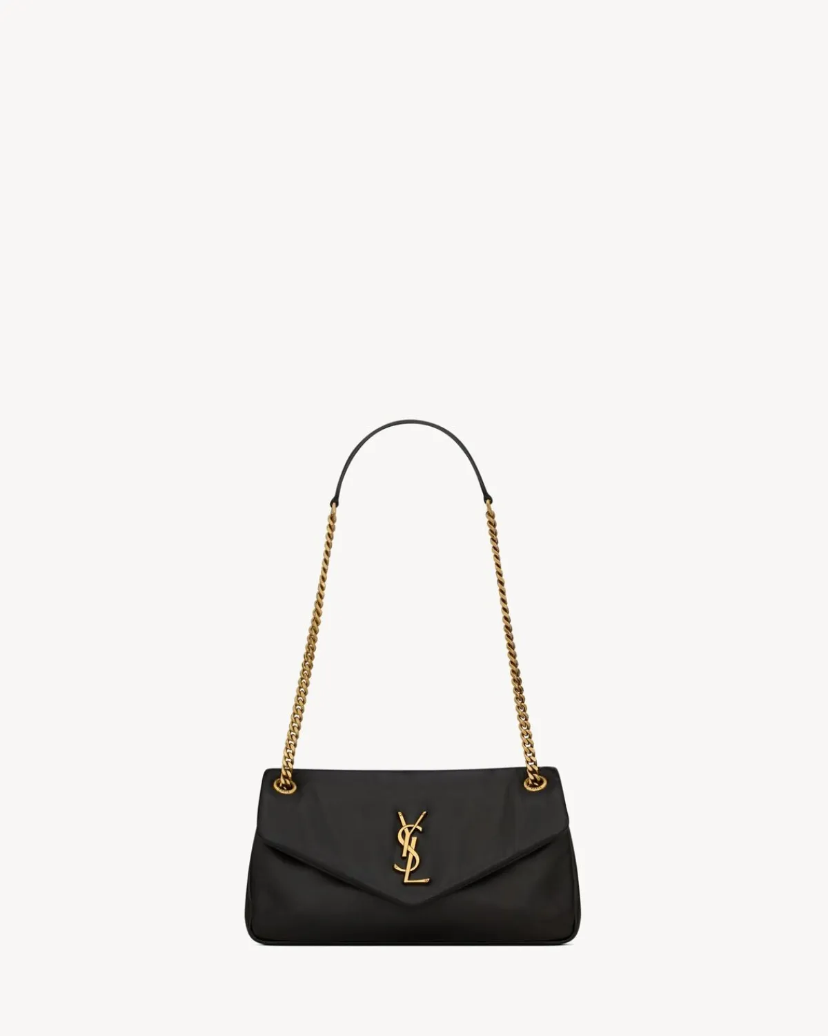 Saint Laurent Shoulder Bags-CALYPSO small in plunged lambskin BLACK