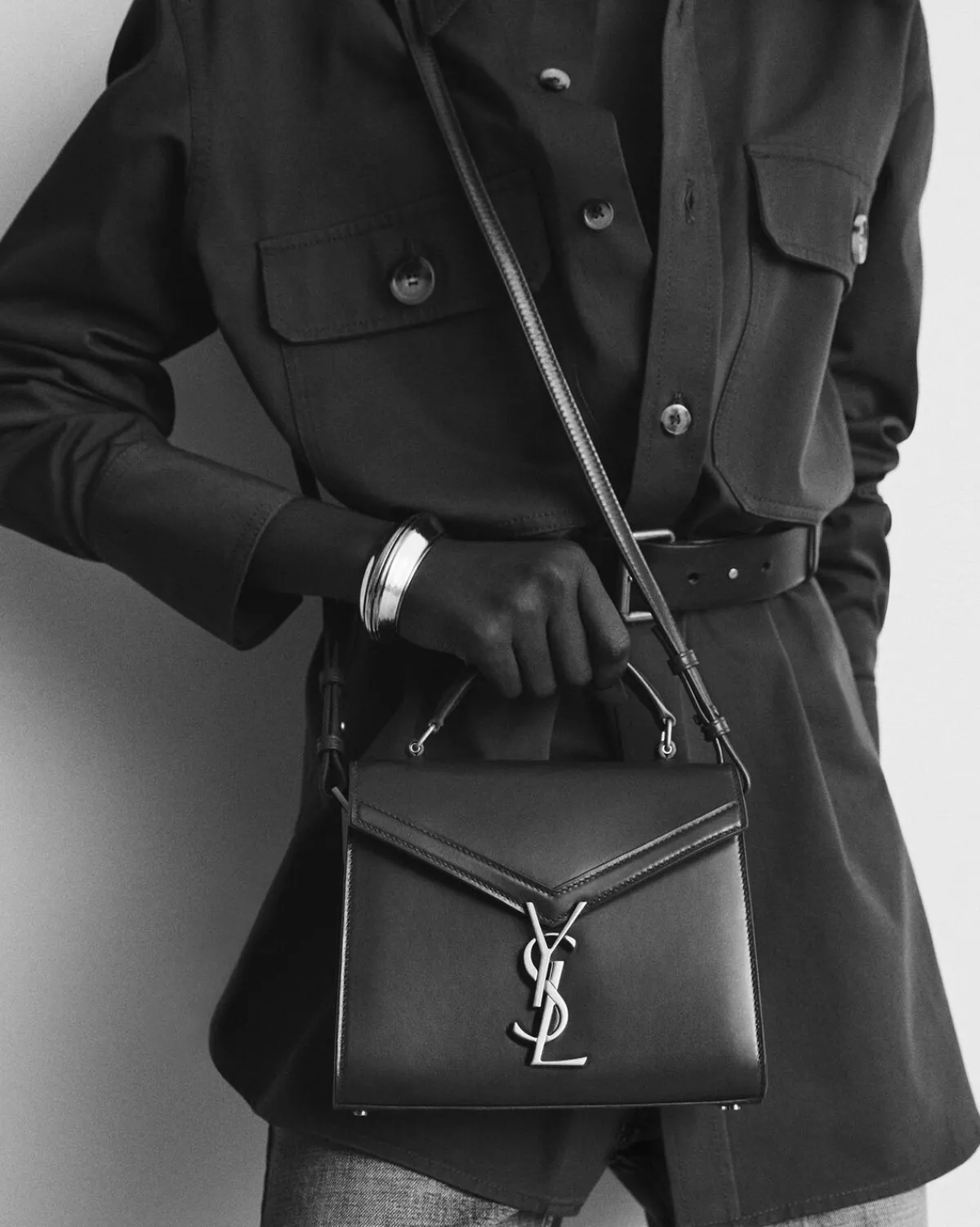 Saint Laurent Top Handles-CASSANDRA Mini in BOX BLACK