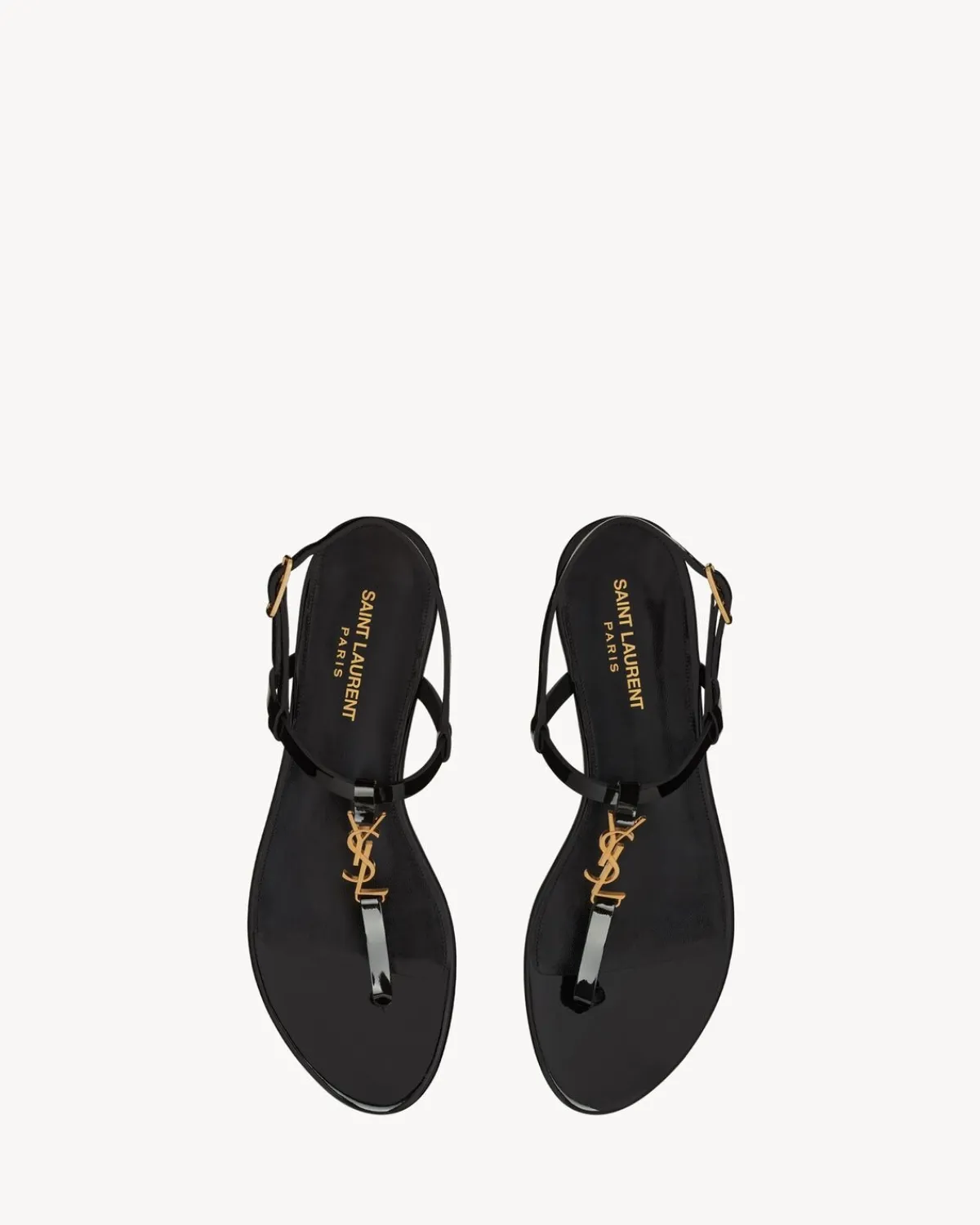 Saint Laurent Flats-Cassandra sandals in patent leather BLACK