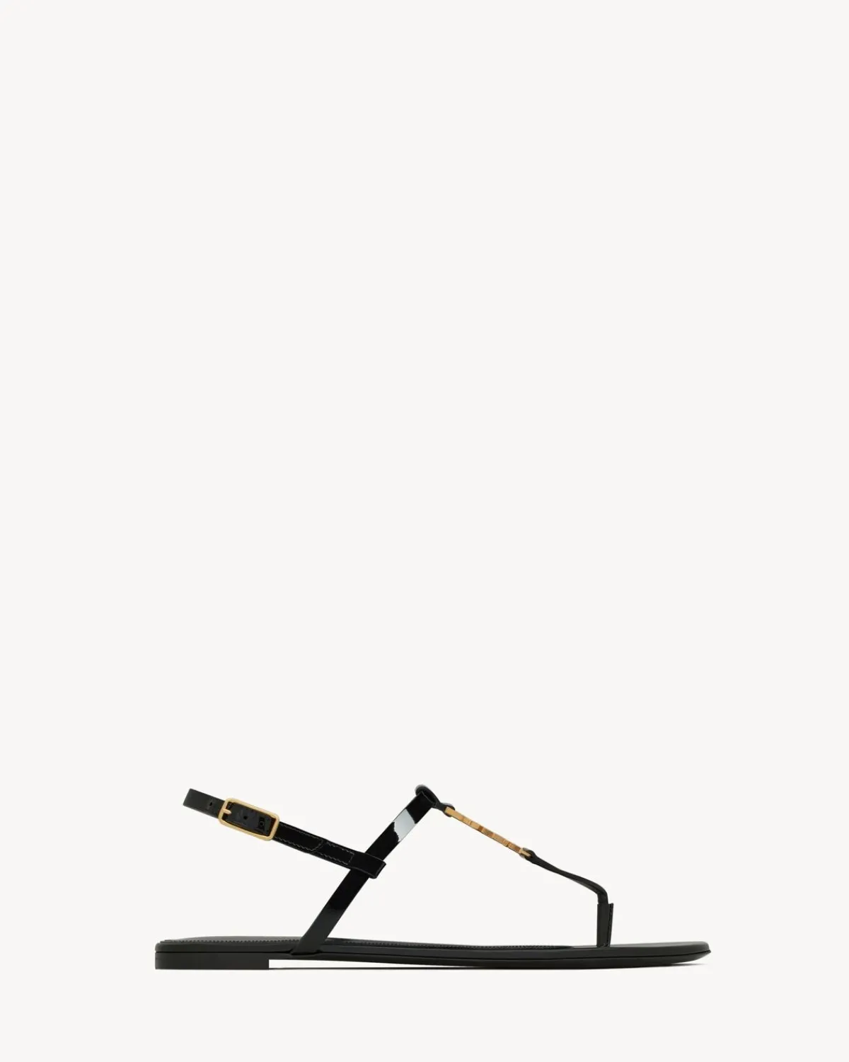 Saint Laurent Flats-Cassandra sandals in patent leather BLACK