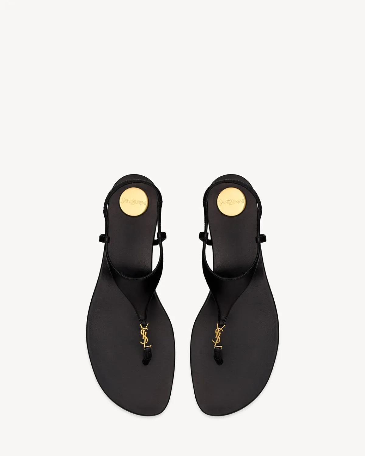 Saint Laurent Flats-CASSANDRA sandals in smooth leather BLACK