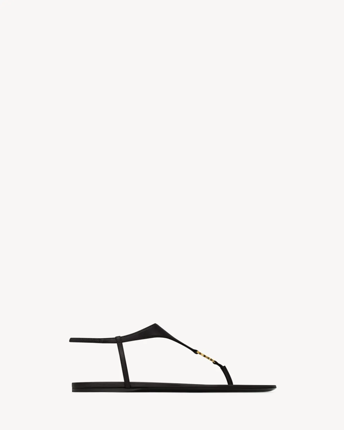 Saint Laurent Flats-CASSANDRA sandals in smooth leather BLACK