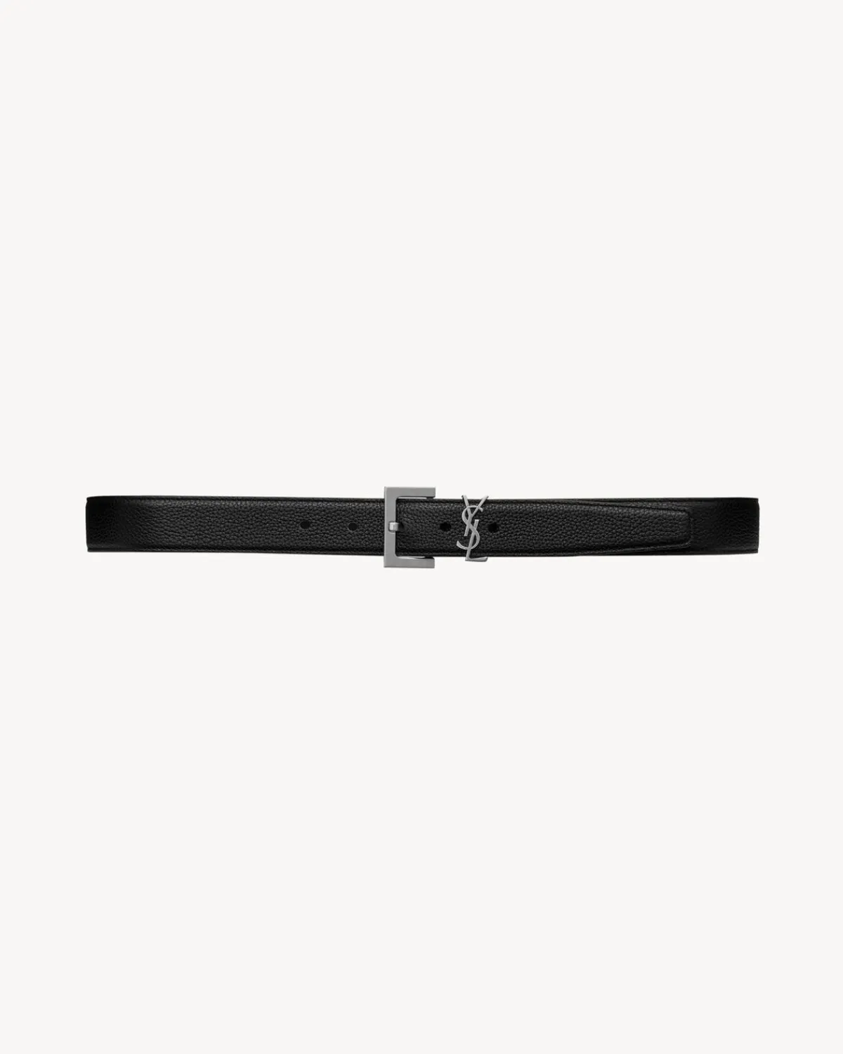 Saint Laurent Belts-Cassandre BELT IN GRAINED LEATHER BLACK