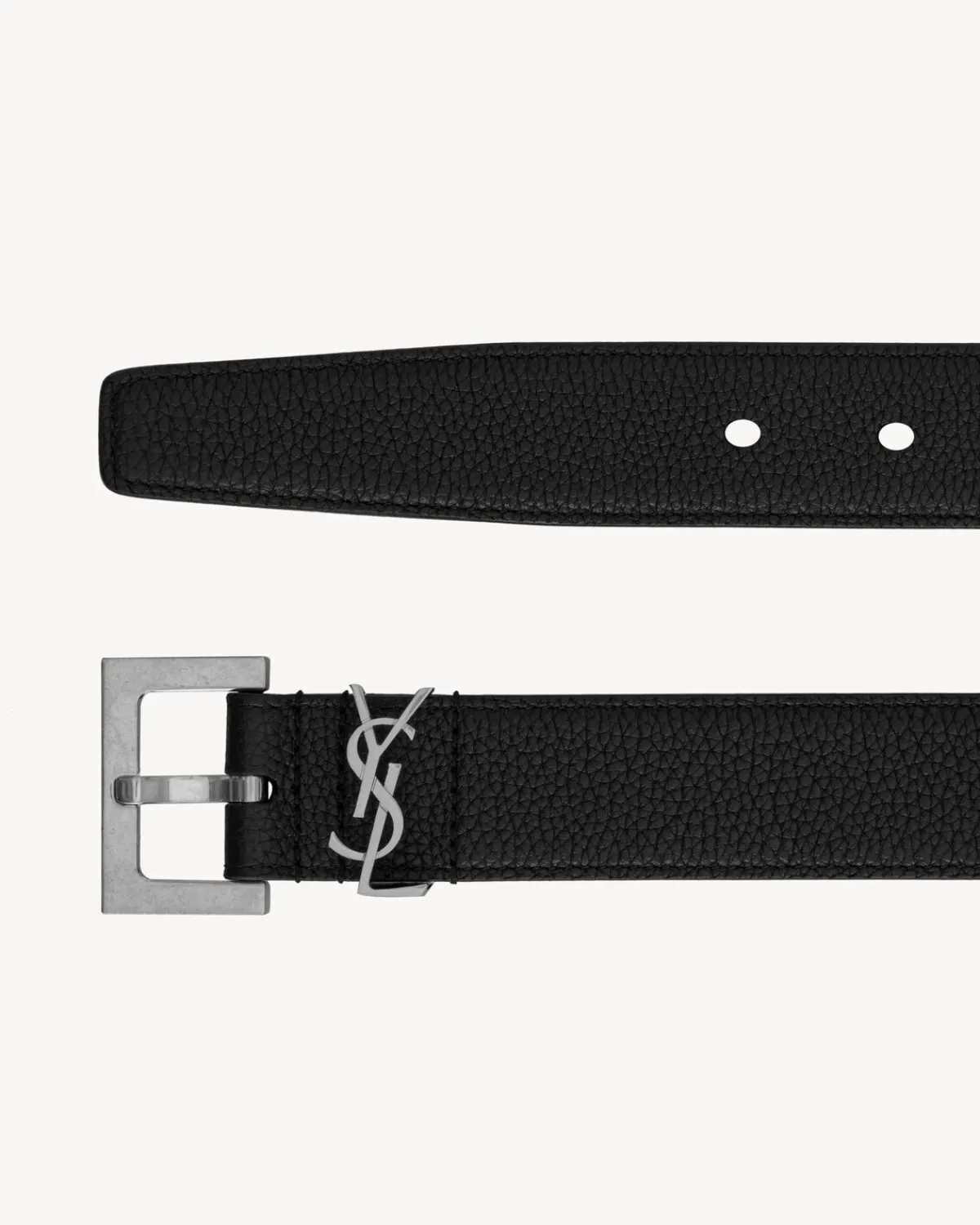 Saint Laurent Belts-Cassandre BELT IN GRAINED LEATHER BLACK