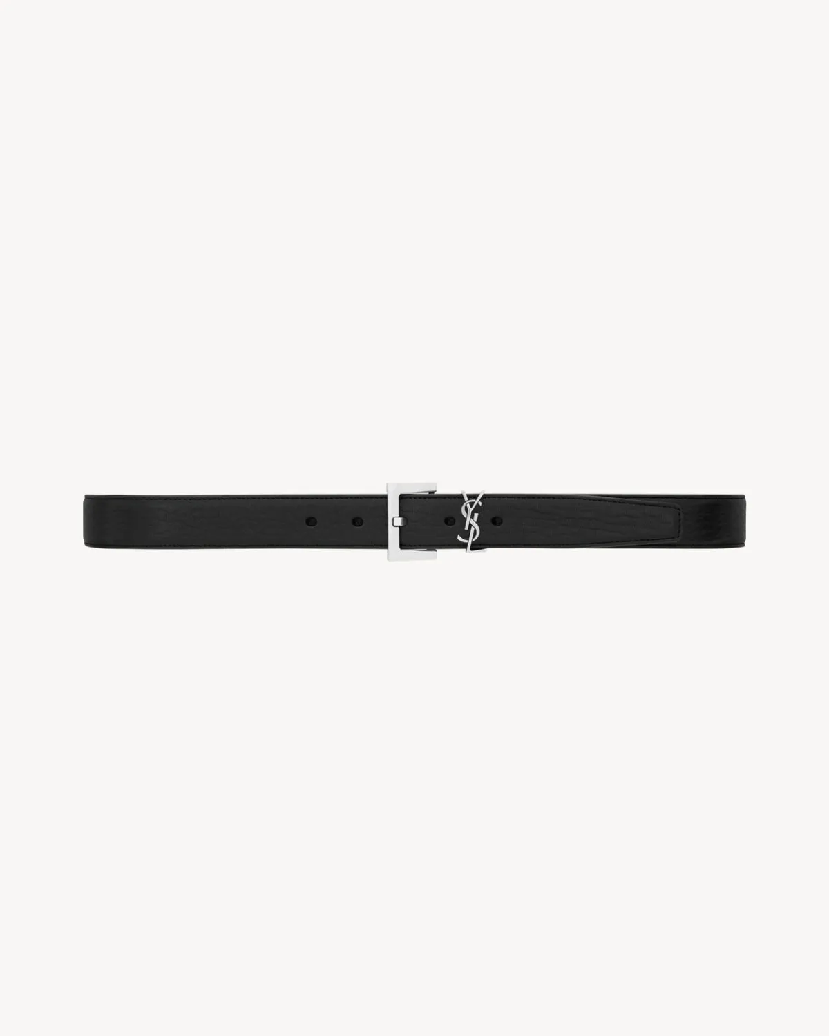 Saint Laurent Belts-CASSANDRE belt in lambskin BLACK