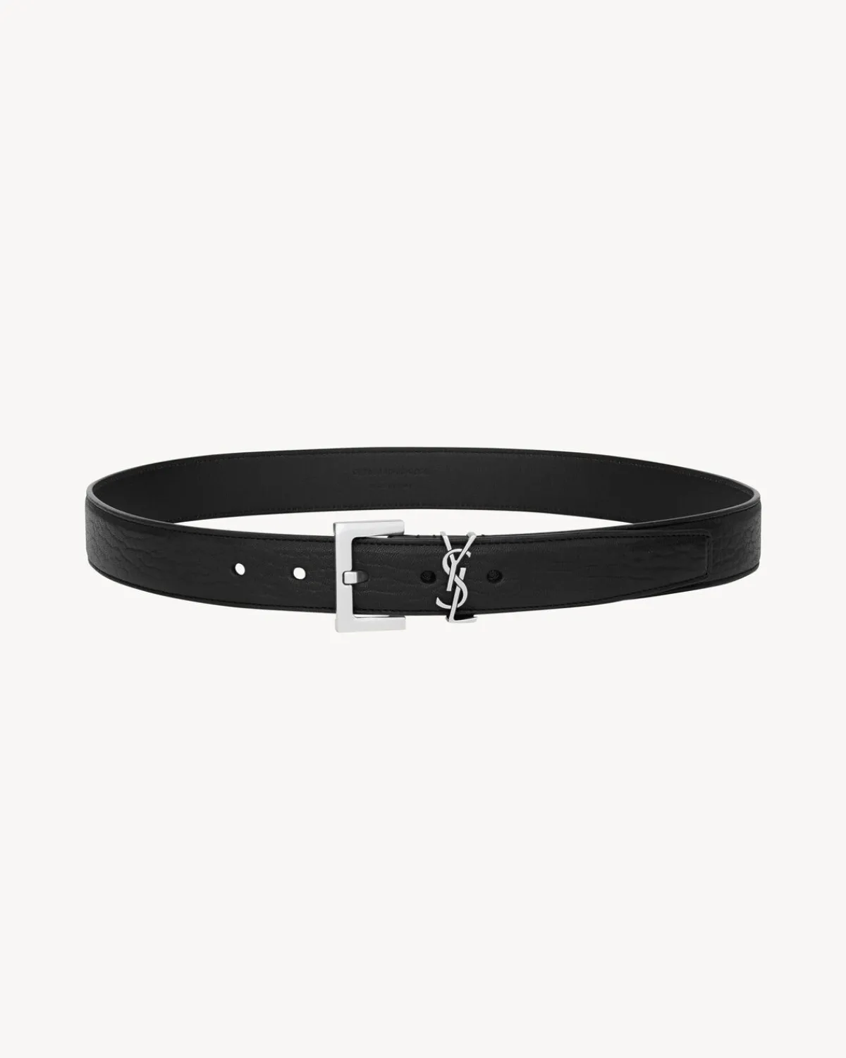 Saint Laurent Belts-CASSANDRE belt in lambskin BLACK