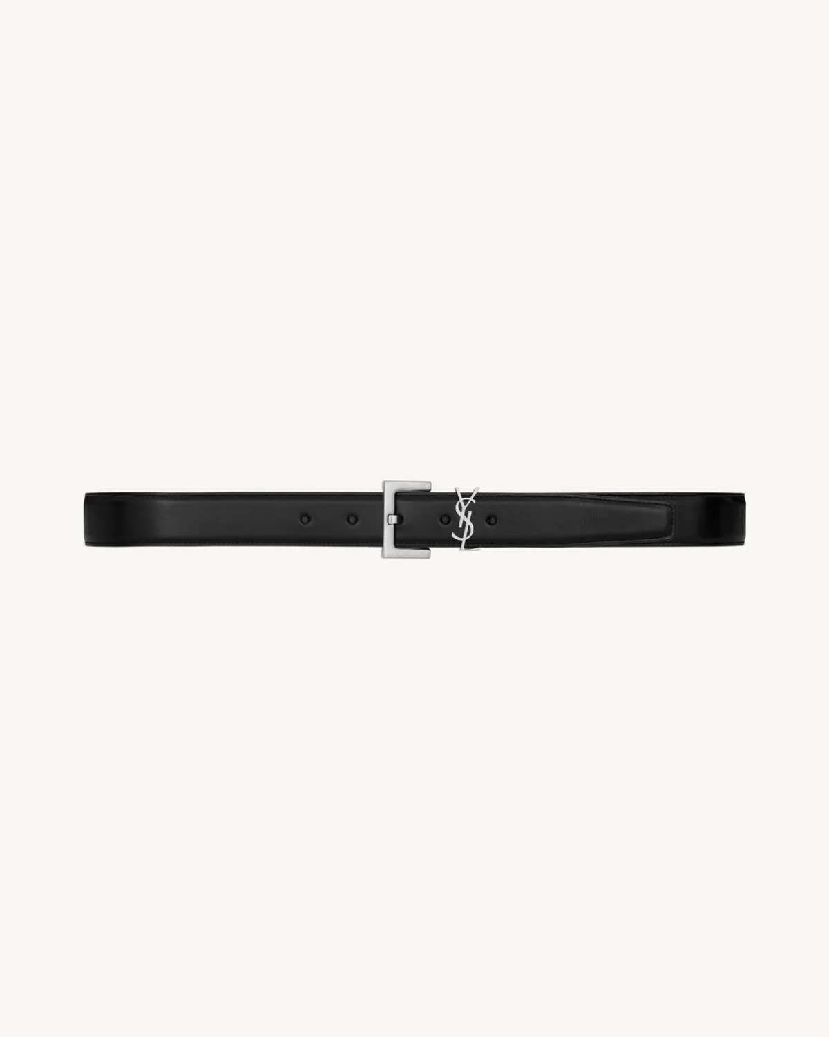 Saint Laurent Belts-CASSANDRE belt in smooth leather BLACK