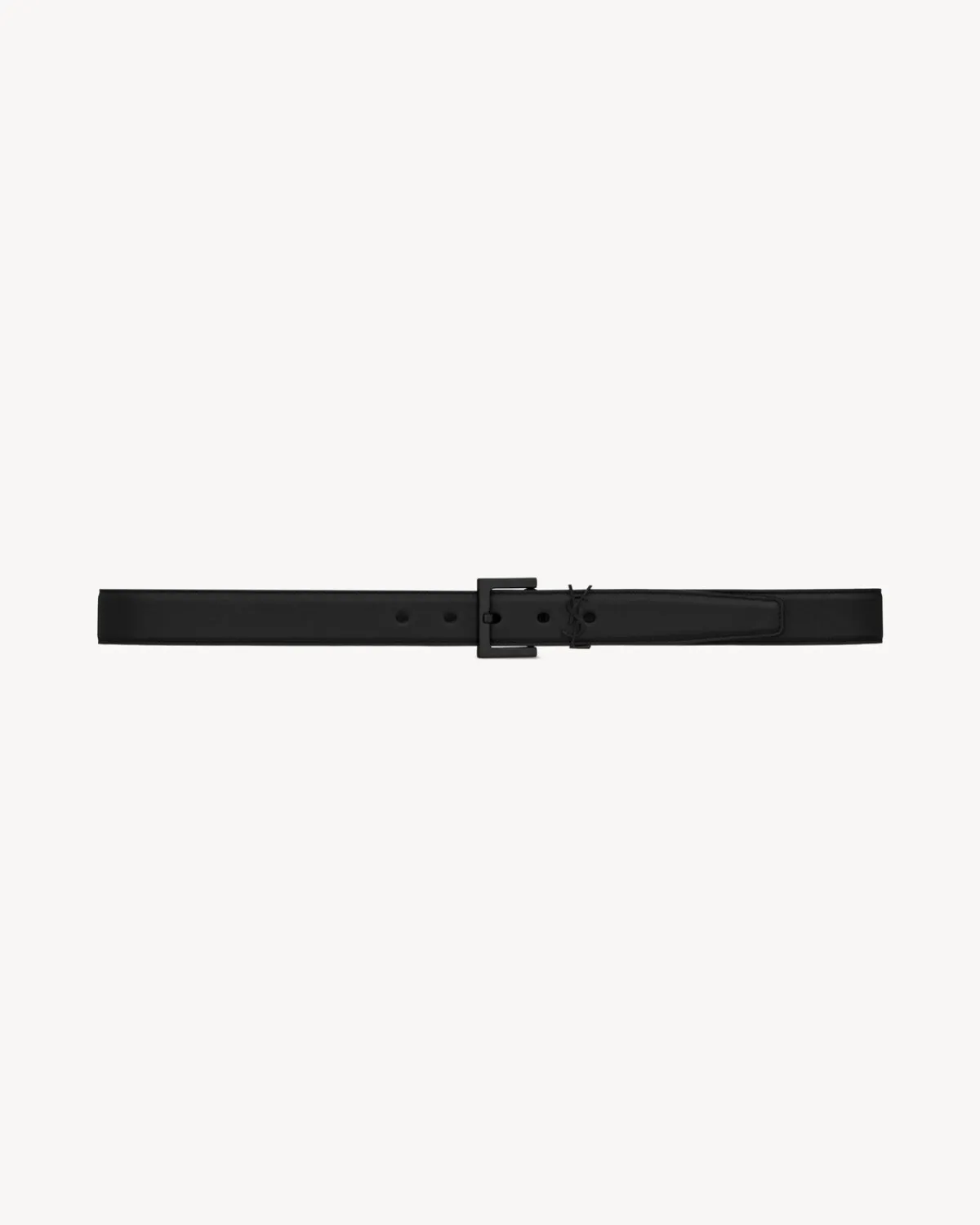 Saint Laurent Belts-Cassandre belt in smooth leather BLACK