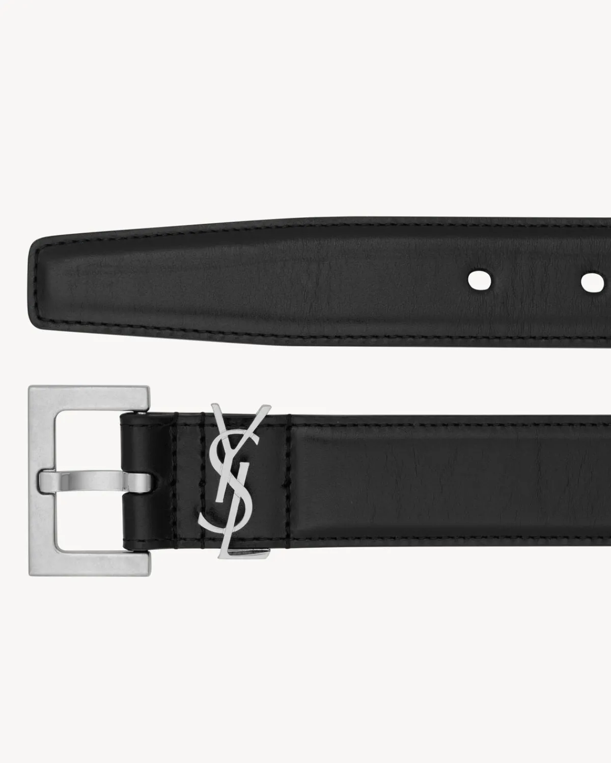 Saint Laurent Belts-CASSANDRE belt in smooth leather BLACK