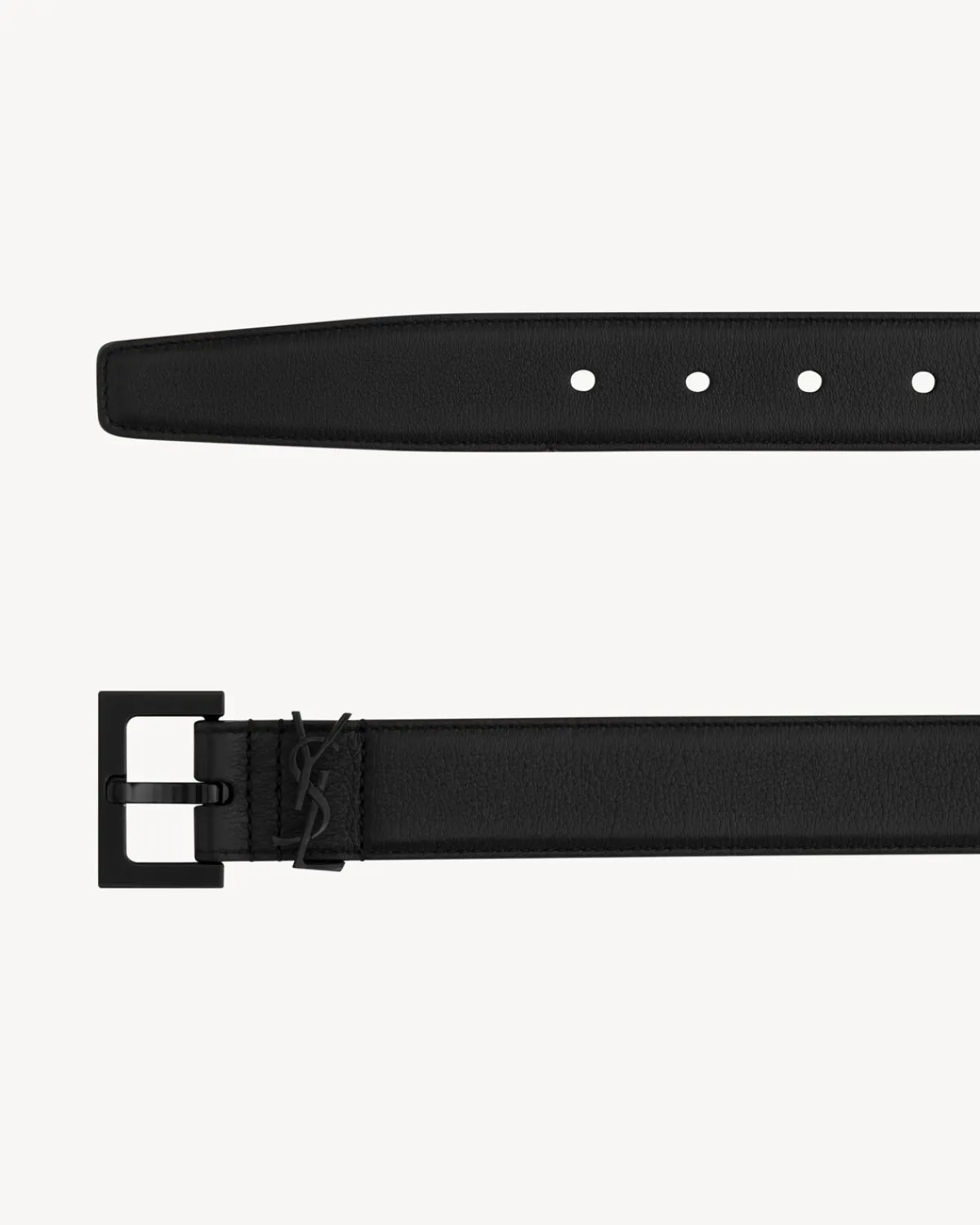 Saint Laurent Belts-Cassandre belt in smooth leather BLACK