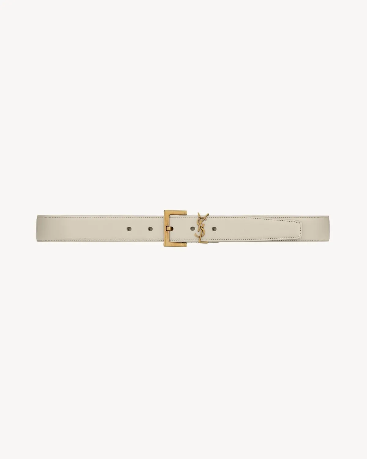 Saint Laurent Belts-CASSANDRE BELT WITH SQUARE BUCKLE IN SHINY BOX LEATHER BLANCVINTAGE