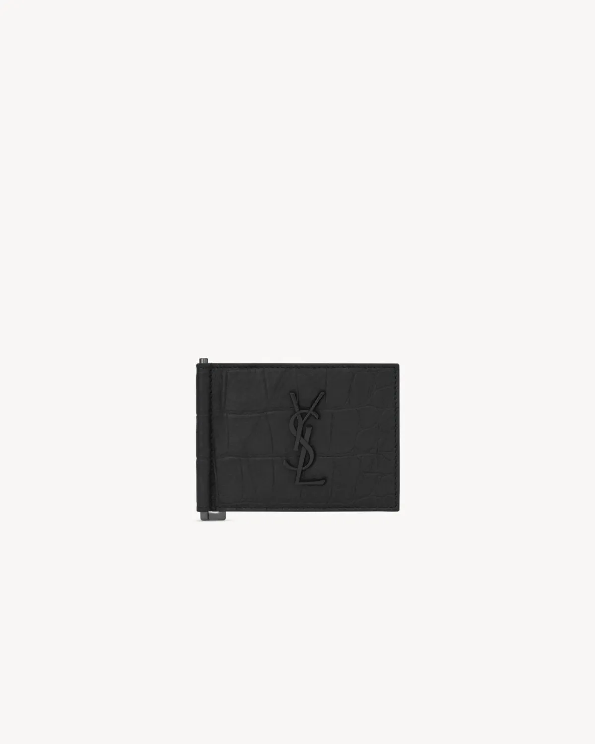 Saint Laurent Wallets-CASSANDRE Bill clip wallet in CROCODILE-EMBOSSED leather BLACK